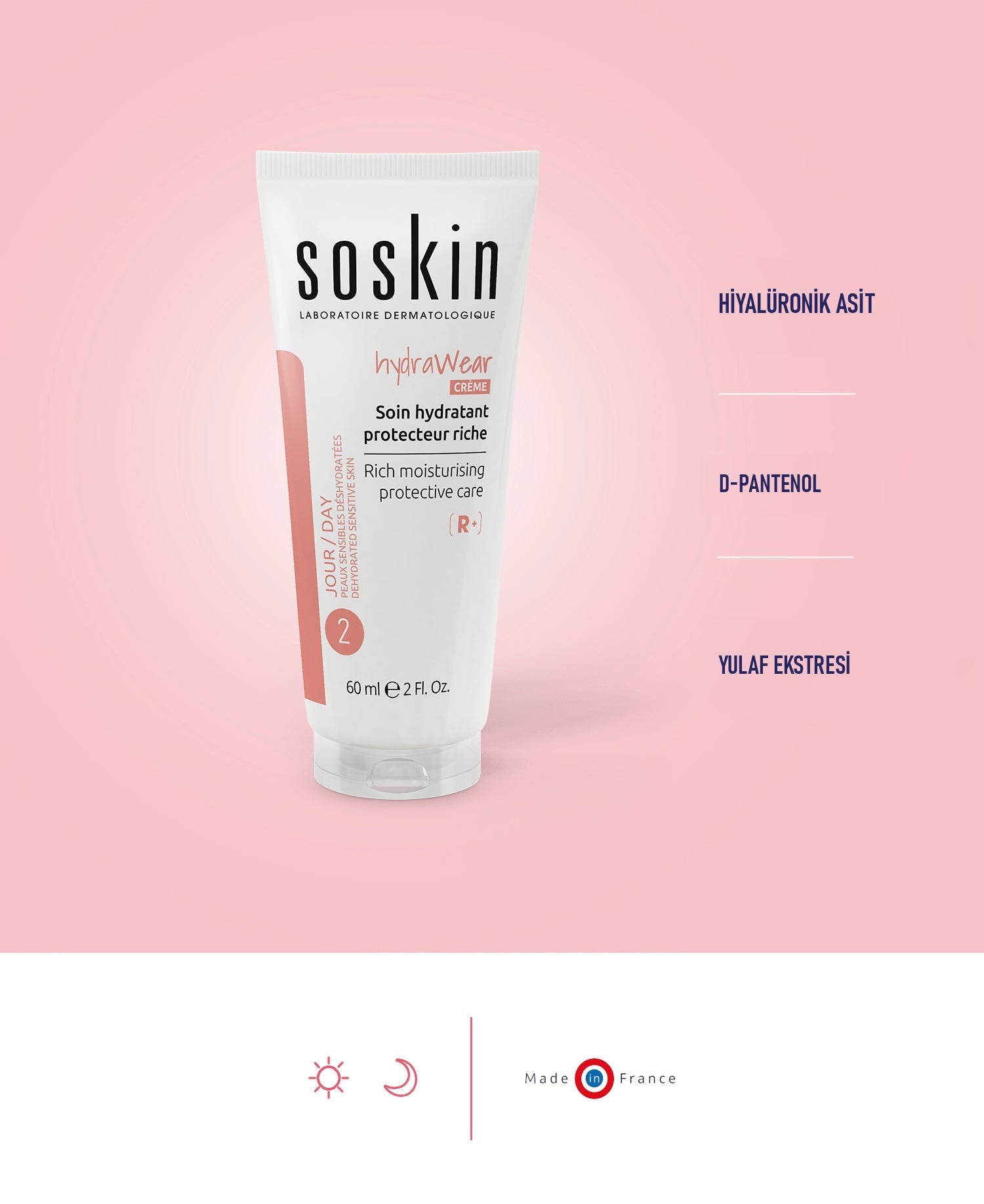 SOSKIN Hydrawear Zengin Nemlendirici Koruyucu Bakım 60 ml ürün özellikleri