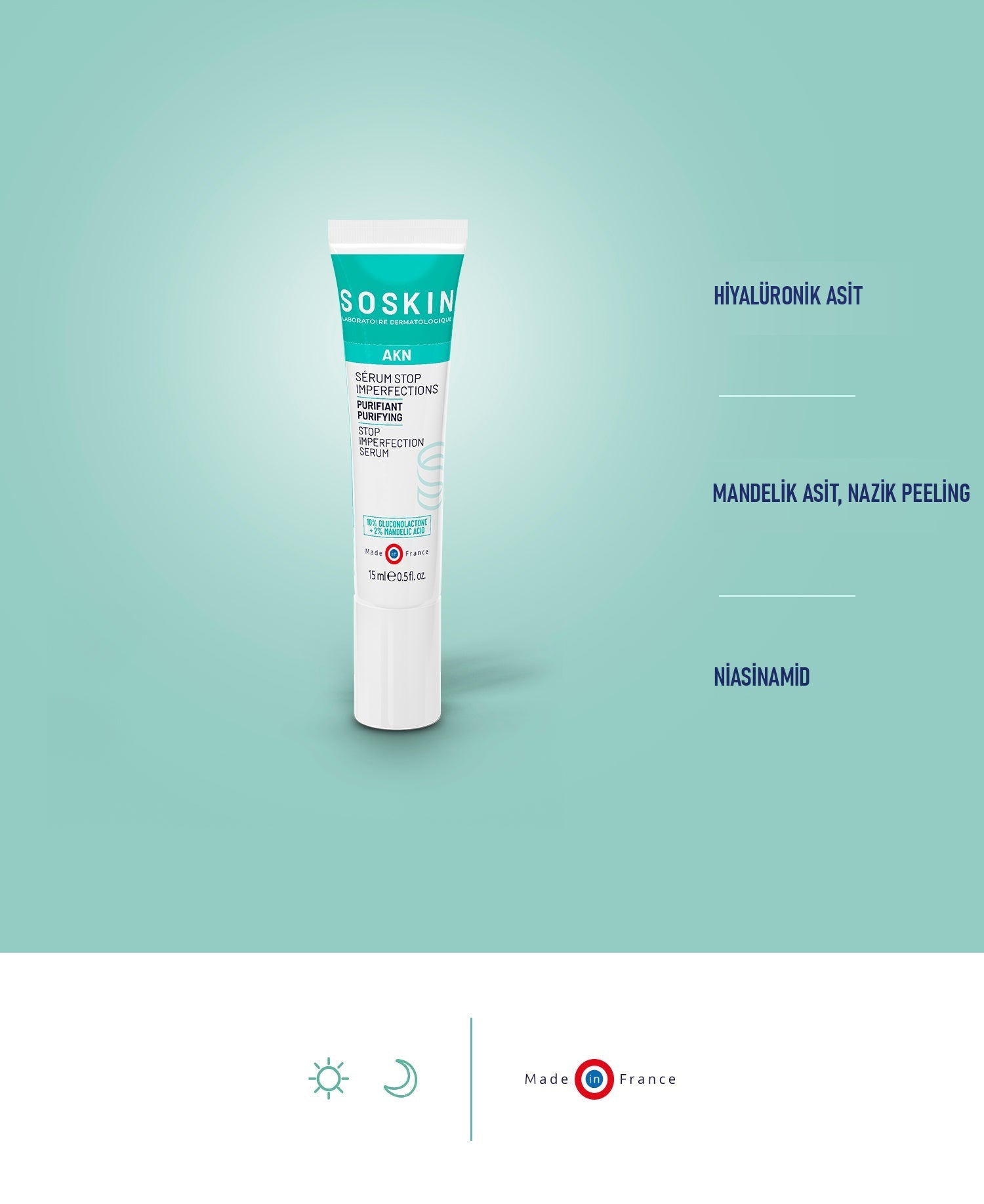 SOSKIN AKN Kusur Giderici Serum 15 ml ürün özellikleri