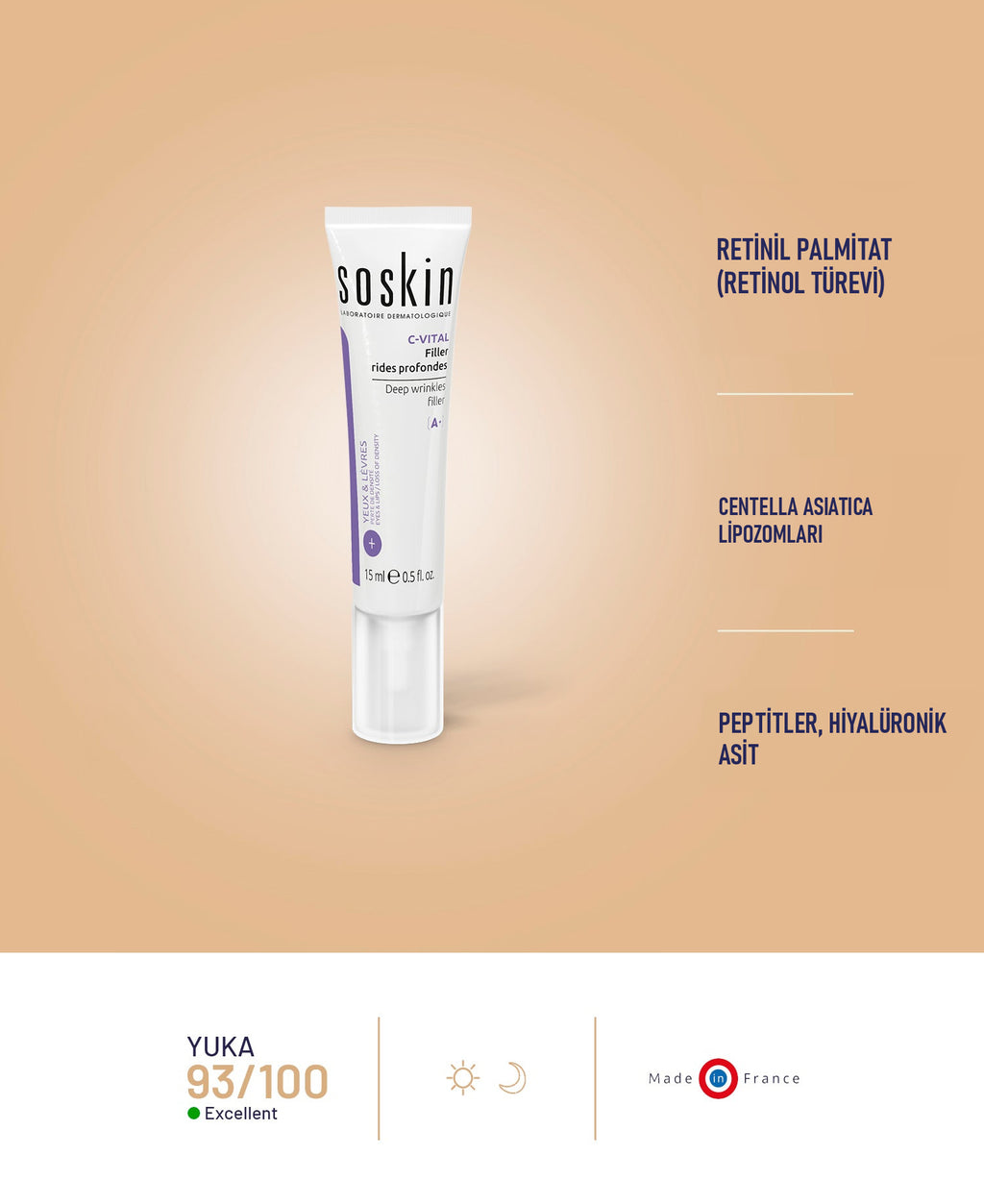 SOSKIN Derin Kırışıklık Dolgusu 15 ml aktif içerikleri ve özellikleri
