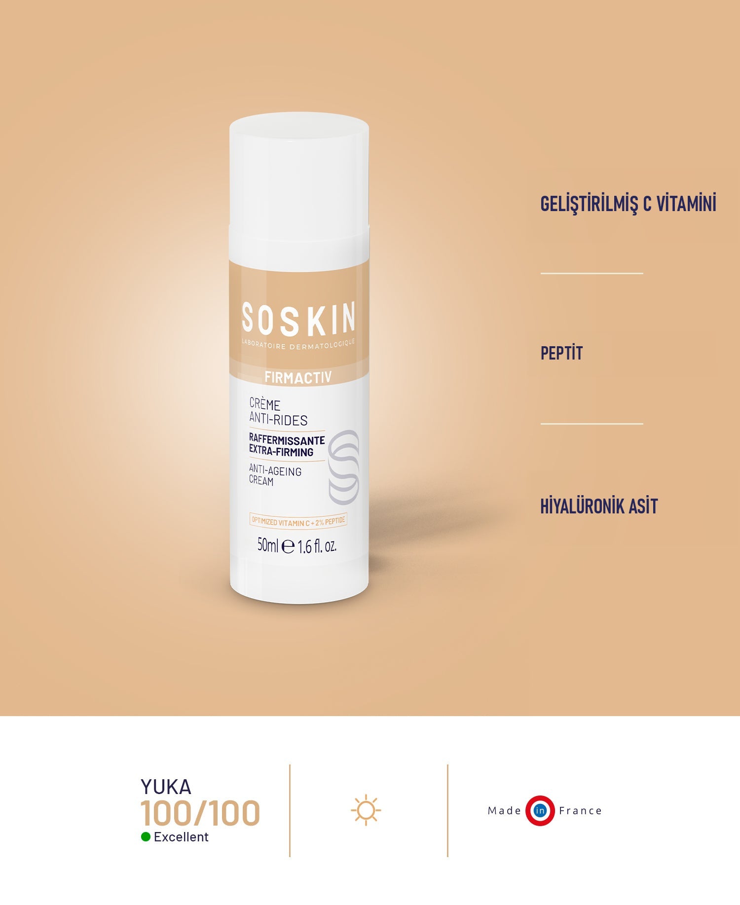 SOSKIN Nemlendirici Yaşlanma Karşıtı Krem 50 ml ürün ambalajı