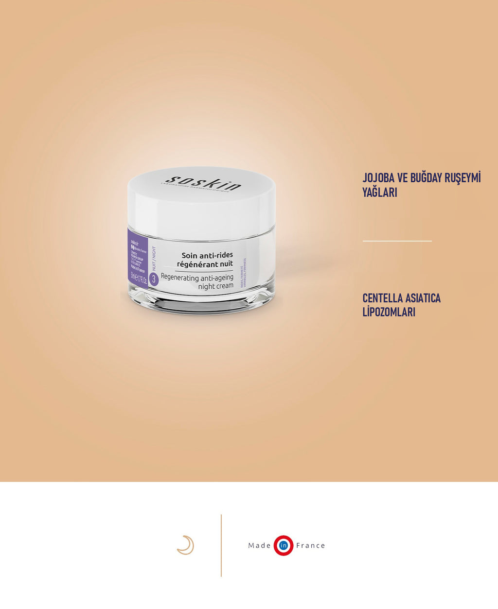 SOSKIN Yaşlanma Karşıtı Yenileyici Gece Kremi 50 ml ürün özellikleri