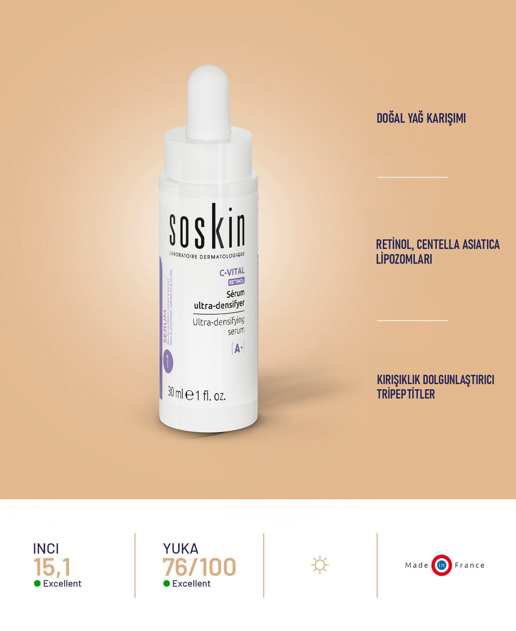 SOSKIN C-Vital Sıkılaştırıcı Onarıcı Serum 30 ml ürün özellikleri