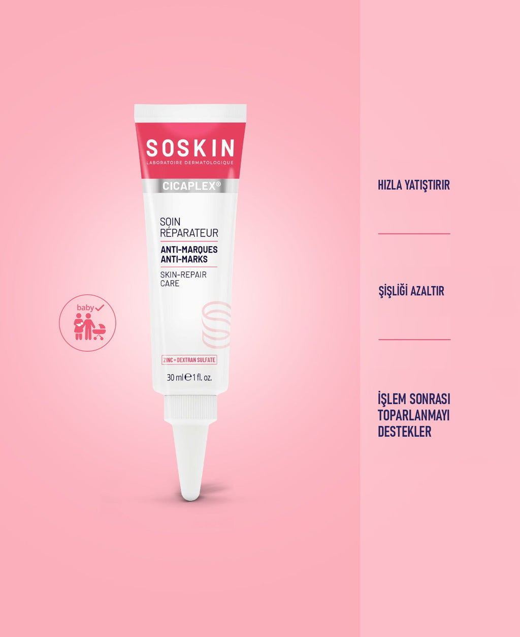 SOSKIN Cicaplex Koruyucu Onarıcı Bakım Kremi 30 ml ürün özellikleri