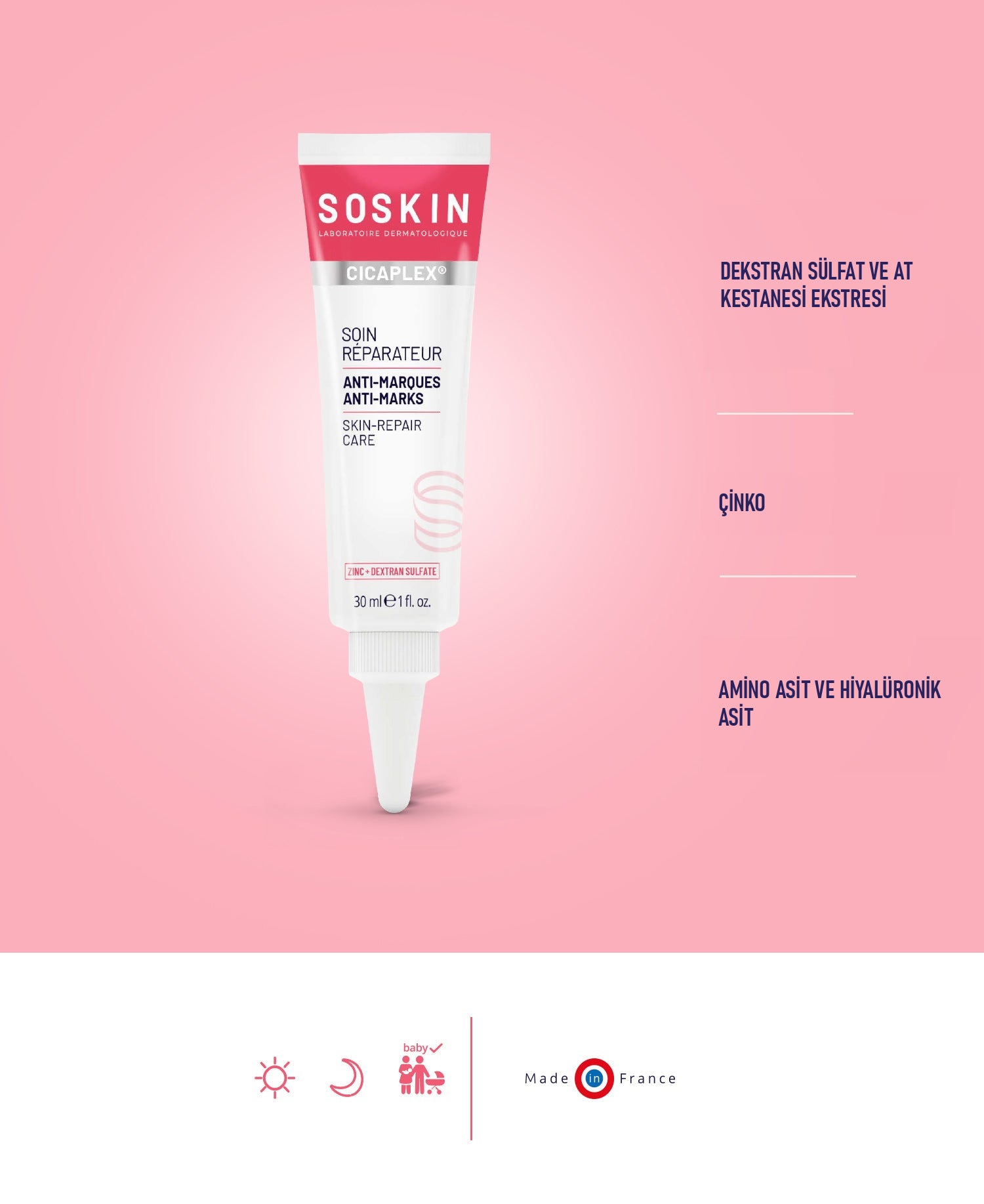 SOSKIN Cicaplex Koruyucu Onarıcı Bakım Kremi 30 ml ürün ambalajı