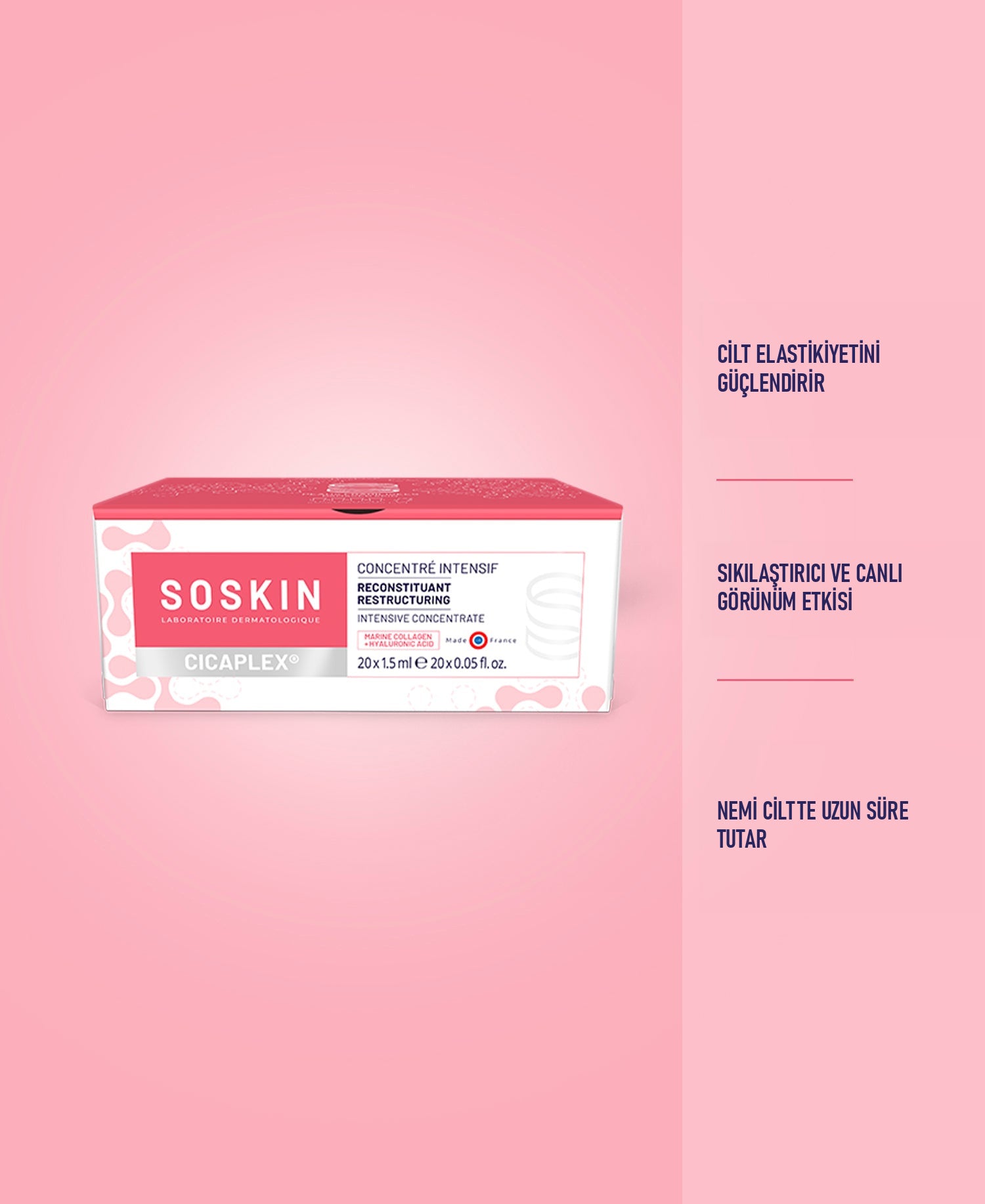 SOSKIN Cicaplex Yoğun Yeniden Yapılandırıcı Konsantre 20x1,5 ml ürün özellikleri