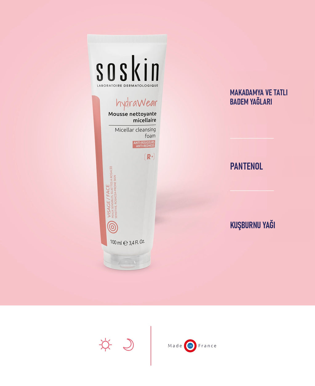 SOSKIN Hydrawear Misel Yıkama Köpüğü 100 ml ürün ambalajı