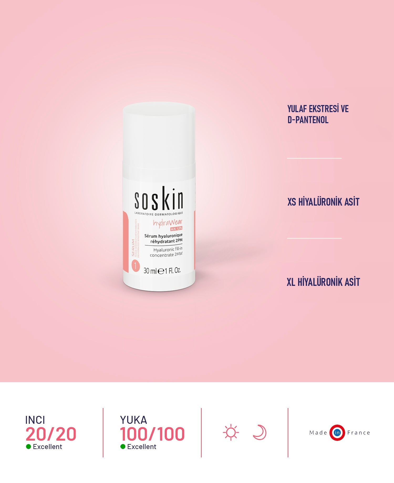 SOSKIN Hydrawear Hyalüronik Dolgunlaştırıcı Serum 30 ml ürün özellikleri