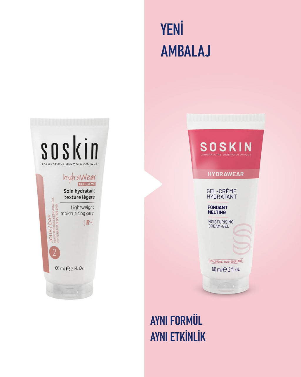 SOSKIN Hydrawear Hafif Dokulu Nemlendirici 60 ml kullanım ve doku görünümü
