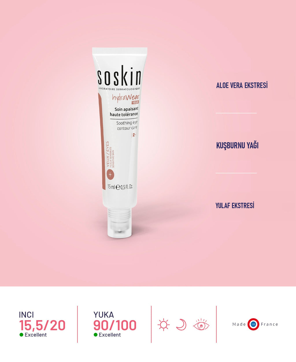 SOSKIN Hydrawear Yatıştırıcı Göz Çevresi Bakımı 15 ml ürün özellikleri