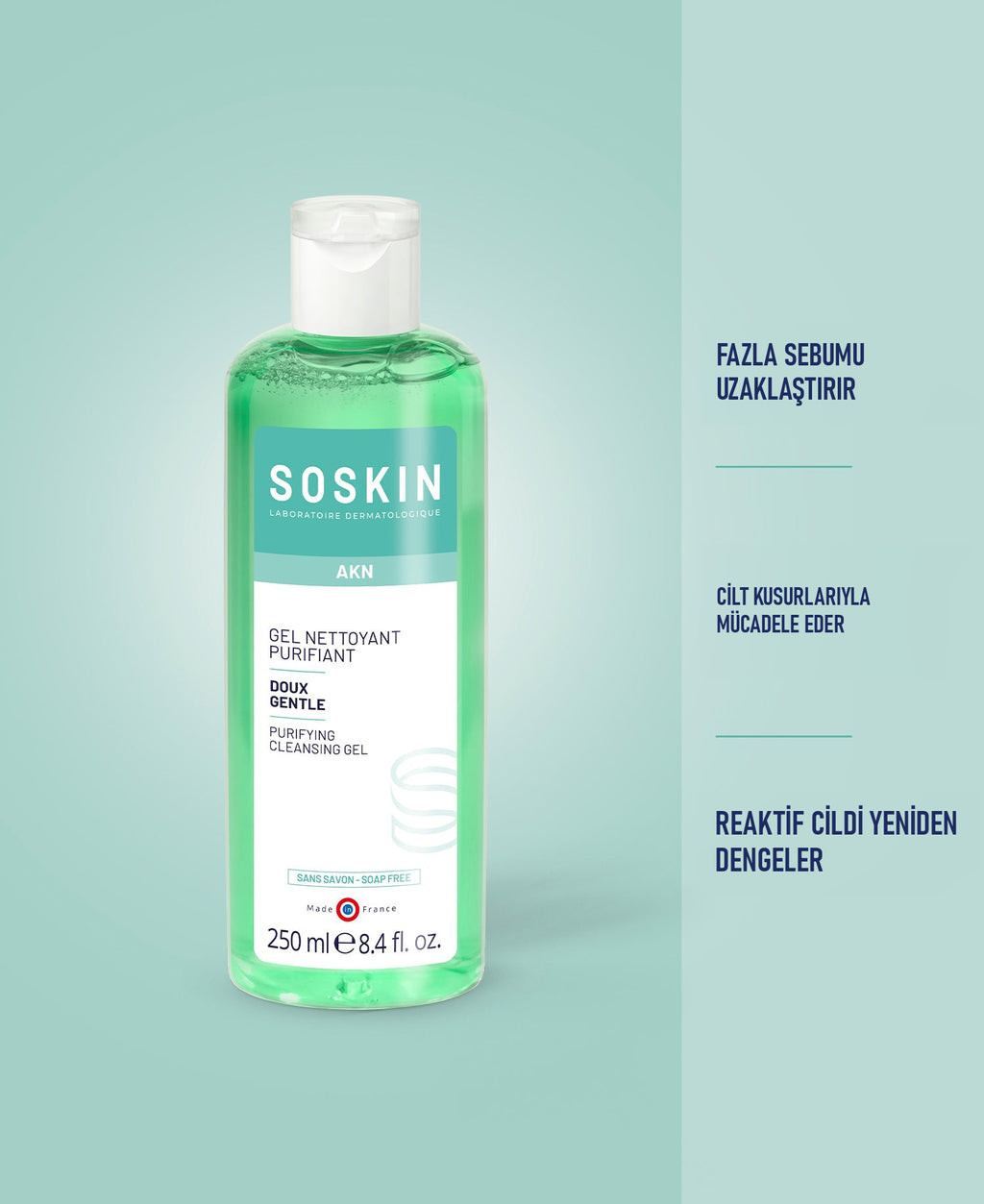 SOSKIN Arındırıcı Temizleme Jeli 250 ml ve ürün faydaları