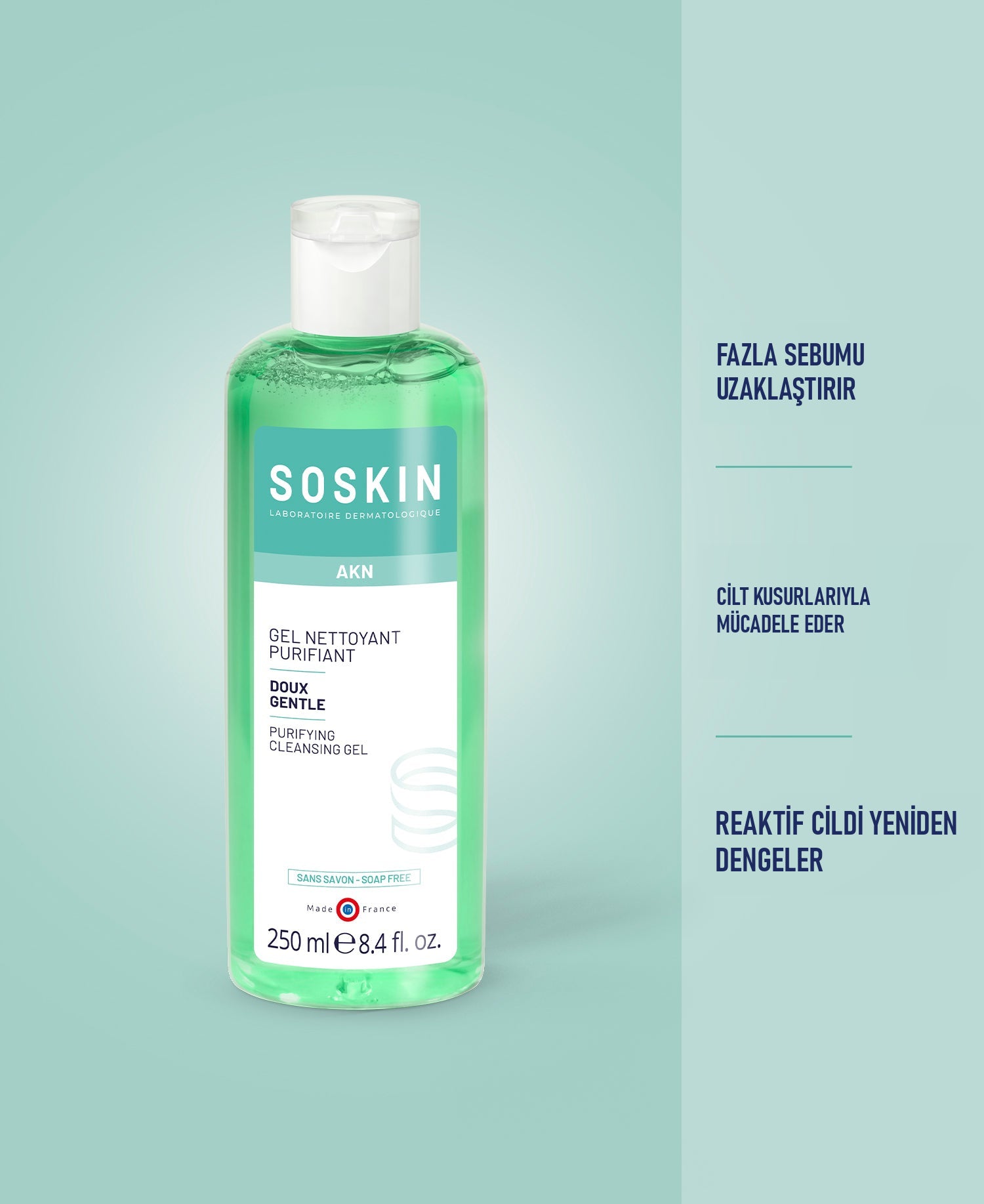SOSKIN Arındırıcı Temizleme Jeli 250 ml ve ürün faydaları