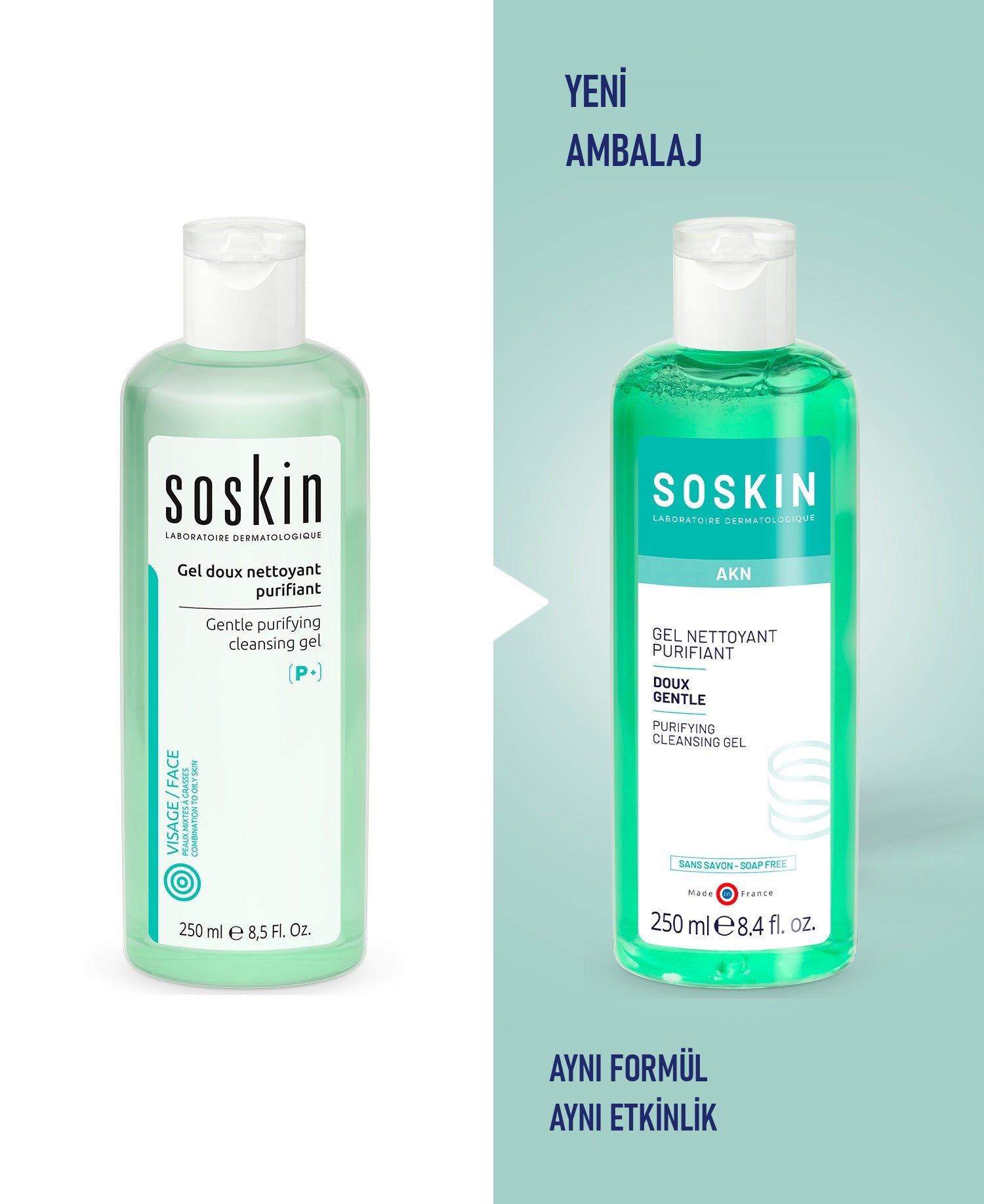 SOSKIN Arındırıcı Temizleme Jeli kullanım ve doku görünümü