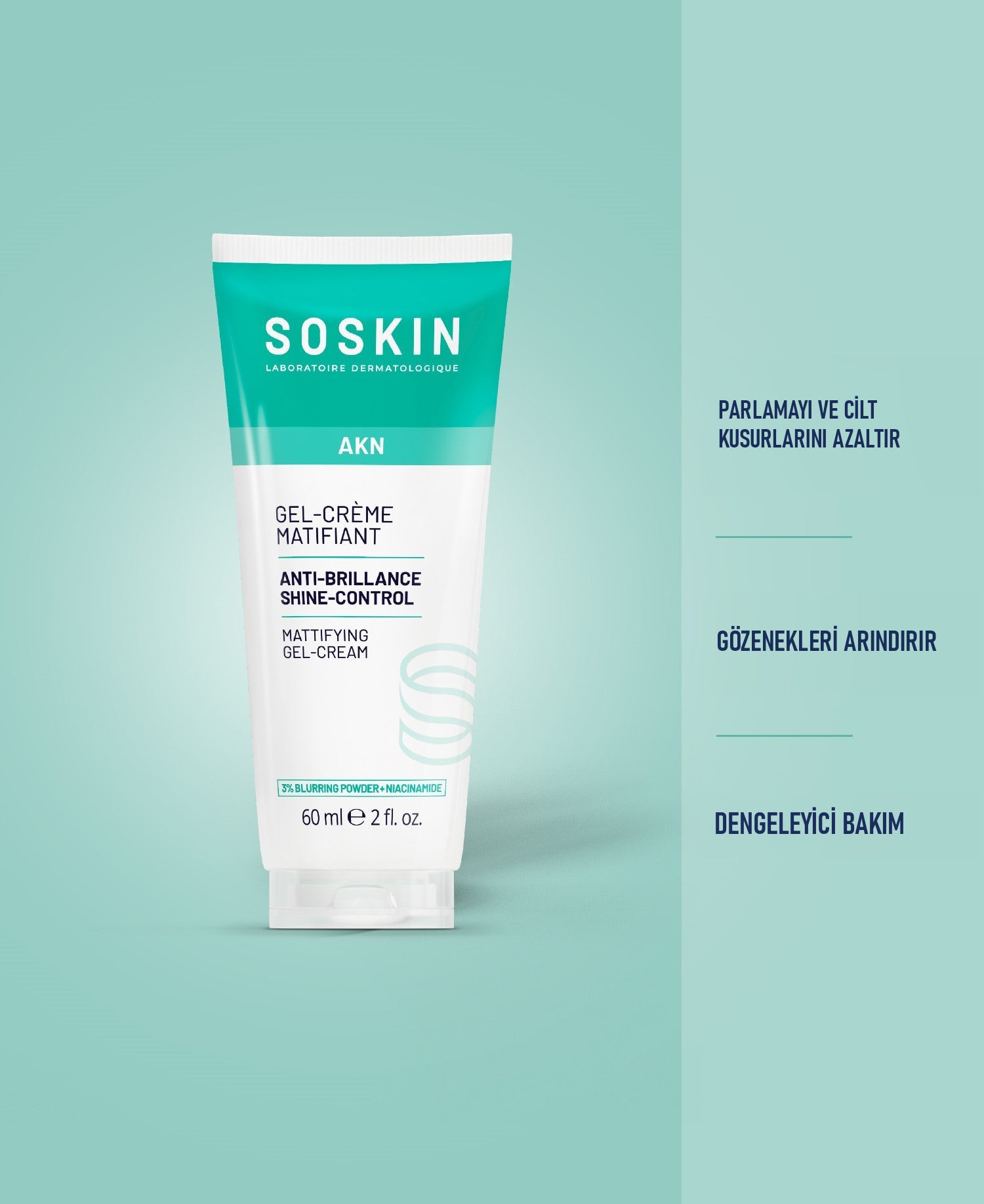 SOSKIN AKN Kusur Karşıtı Krem ürün ambalajı