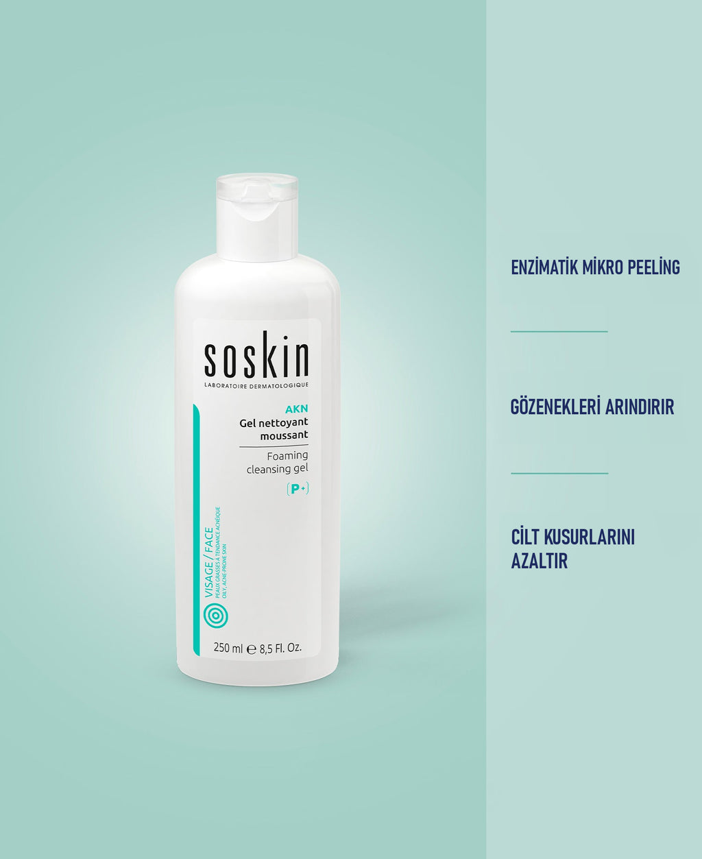 SOSKIN AKN Yağlı ve Akneli Ciltler için Jel Bazlı Yıkama Köpüğü 250 ml ürün özellikleri