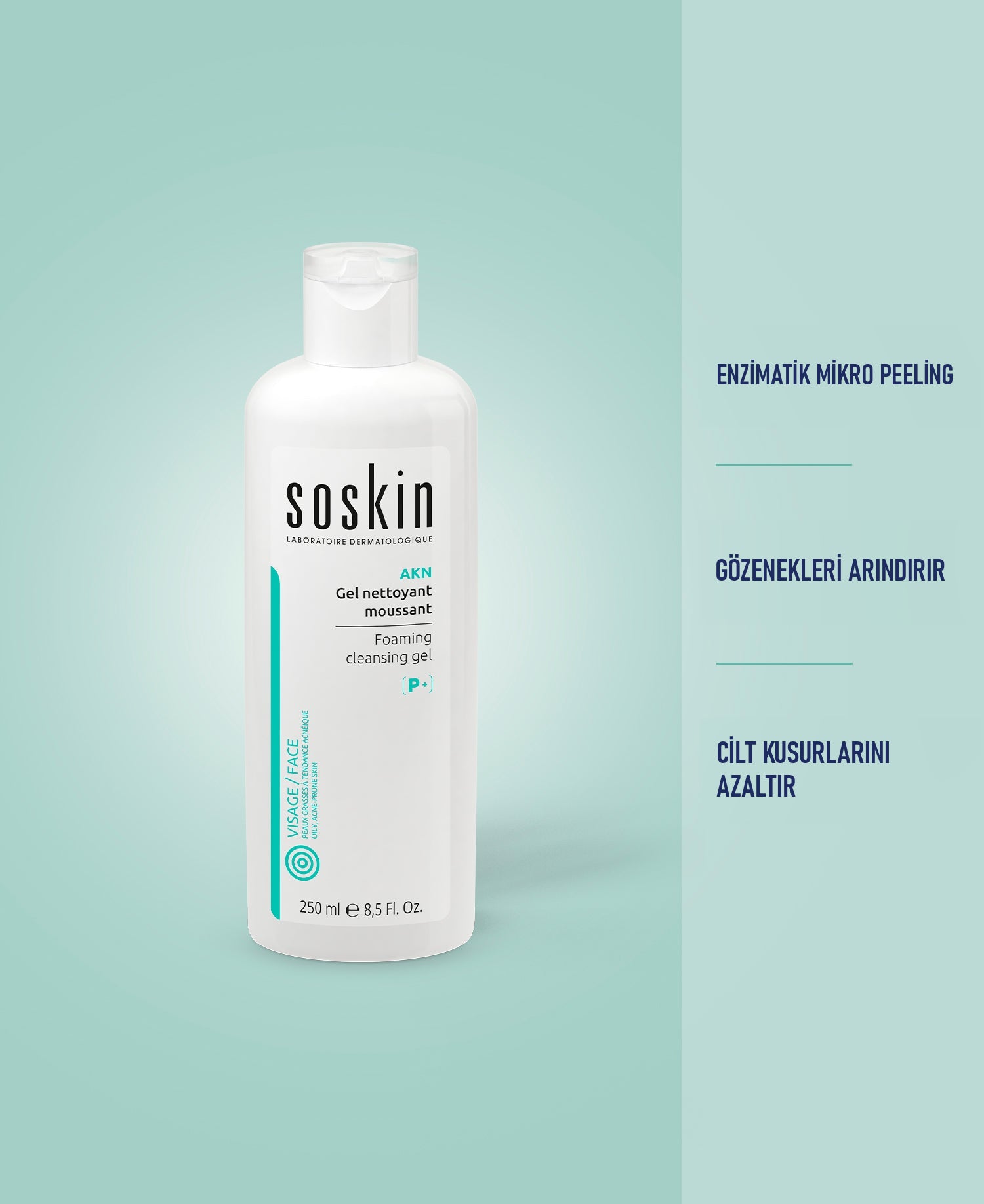 SOSKIN AKN Yağlı ve Akneli Ciltler için Jel Bazlı Yıkama Köpüğü 250 ml ürün özellikleri