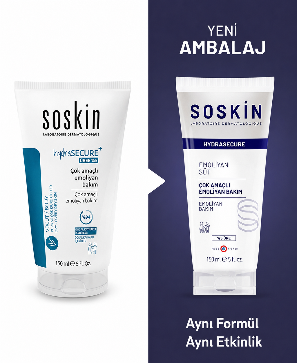 SOSKIN Hydrasecure Çok Amaçlı Yumuşatıcı Vücut Bakımı 150 ml
