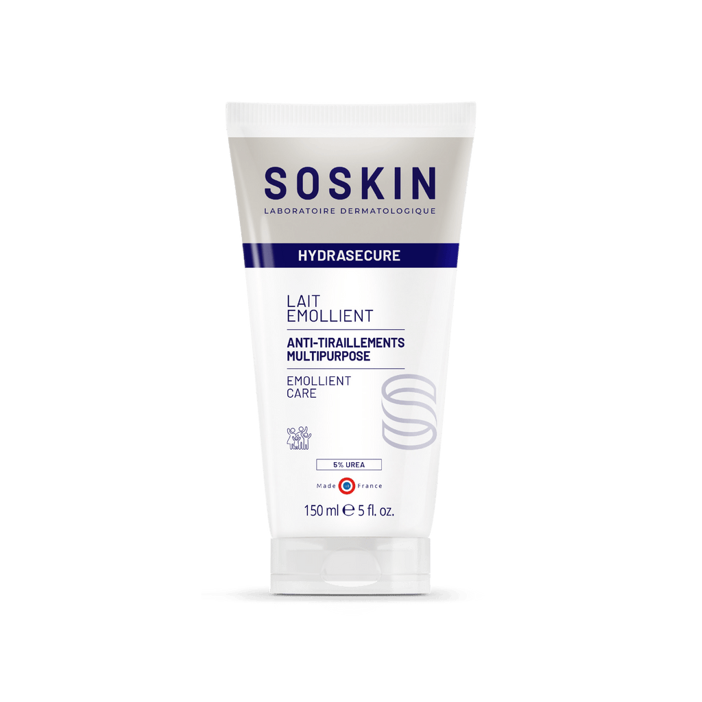 SOSKIN Hydrasecure Çok Amaçlı Yumuşatıcı Vücut Bakımı 150 ml kullanım ve doku görünümü