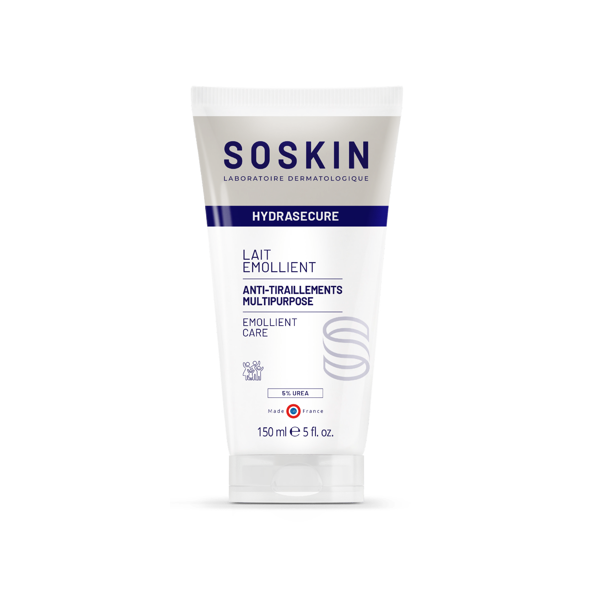 SOSKIN Hydrasecure Çok Amaçlı Yumuşatıcı Vücut Bakımı 150 ml kullanım ve doku görünümü