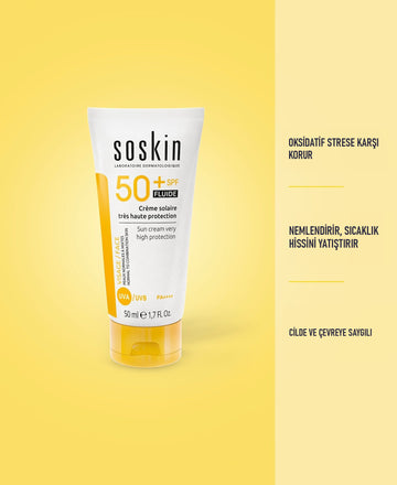 SOSKIN Yüz için Akışkan Güneş Kremi SPF50+ 50 ml