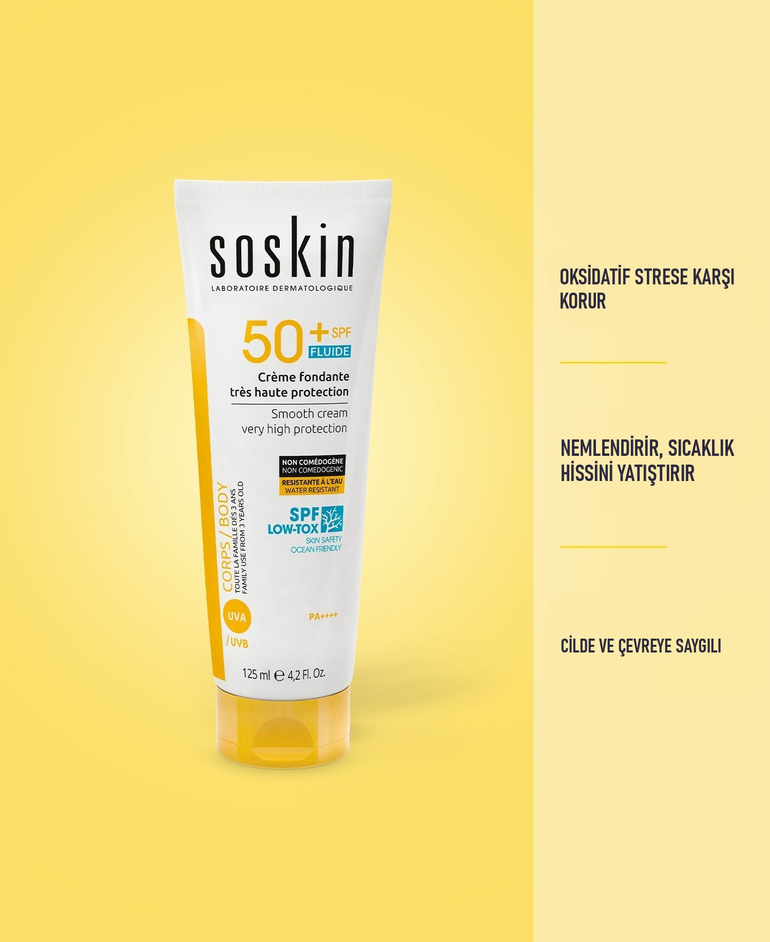 SOSKIN Yüz ve Vücut Güneş Kremi SPF50+ 125 ml