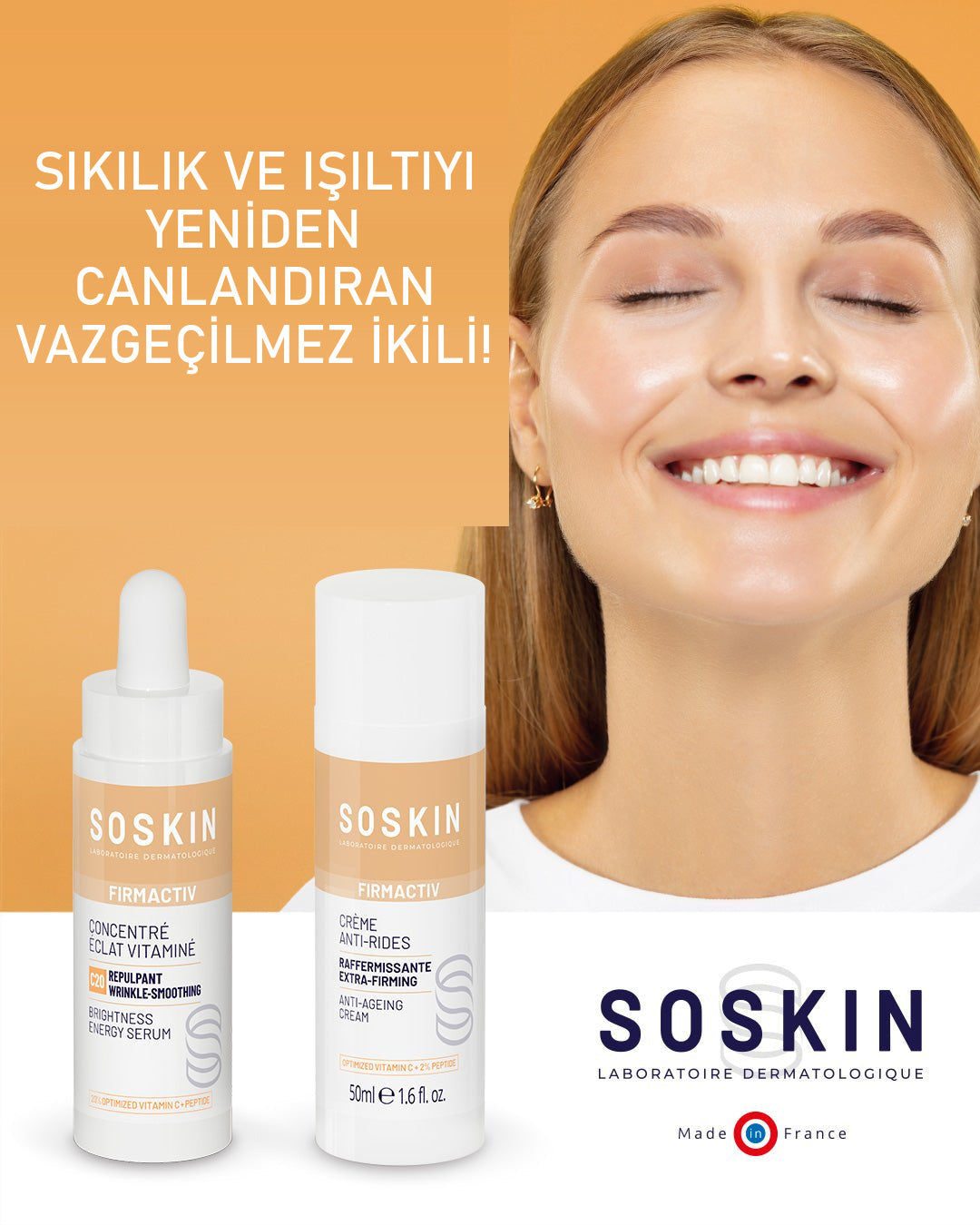 SOSKIN C20 Parlaklık Serumu & Kırışıklık Karşıtı Krem İkilisi ürün özellikleri